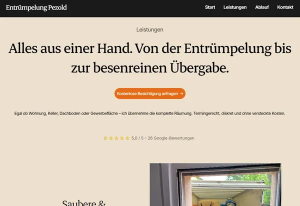 Website von Entrümpelung Pezold